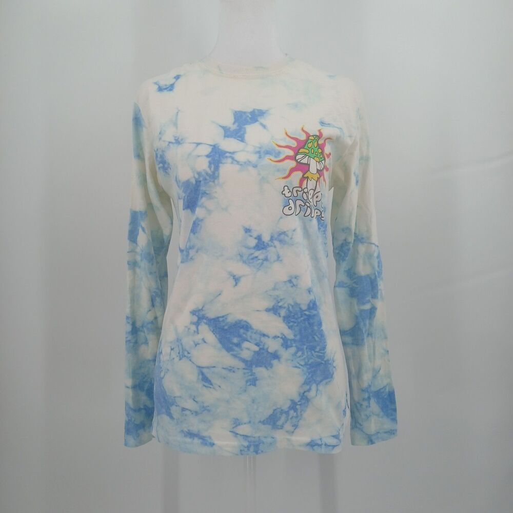 womens fresh laundry size small long sleeve tie dye trippy drippy top mushroom